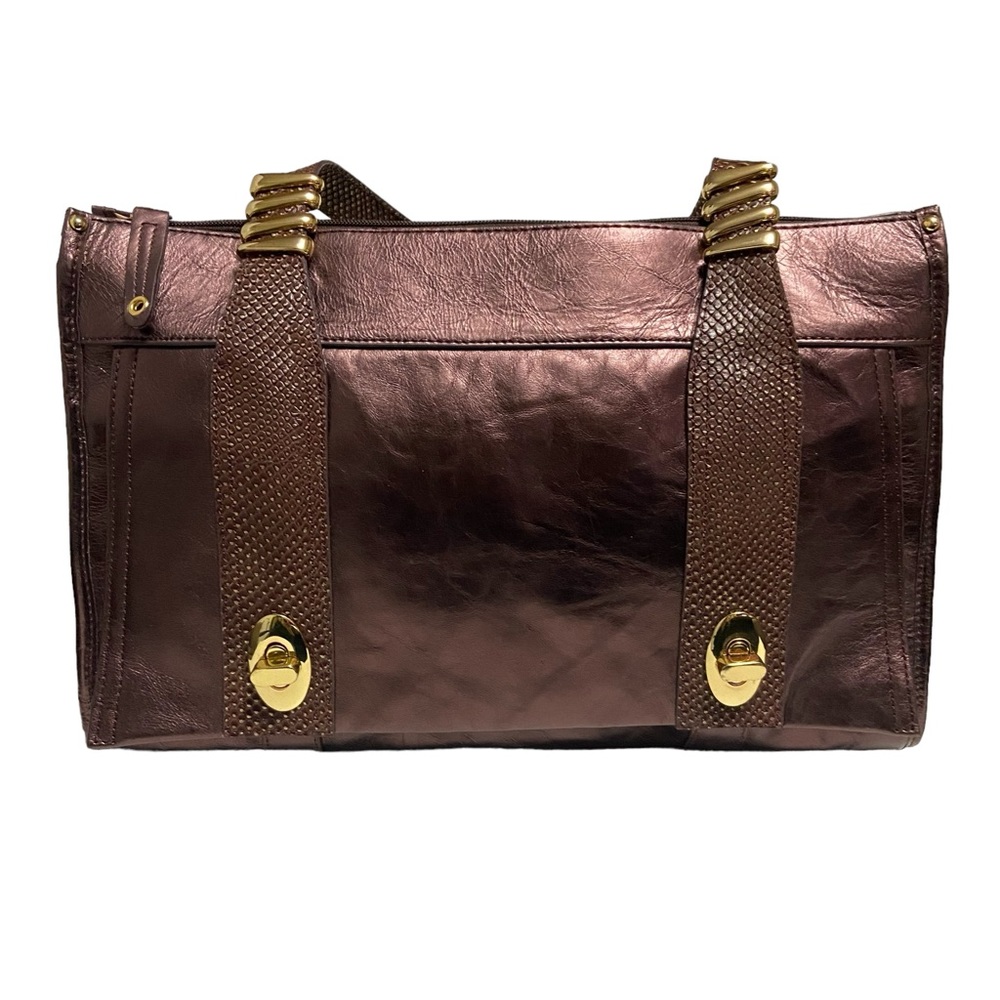La Gioe Toscana Brown Bronze Metallic Leather Handbag